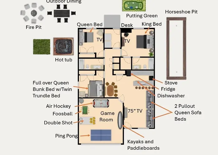 Hot Tub, Kayaks, Game Room, Boat Parking, Fire Pit, King, Wd Сasa de vacaciones Page